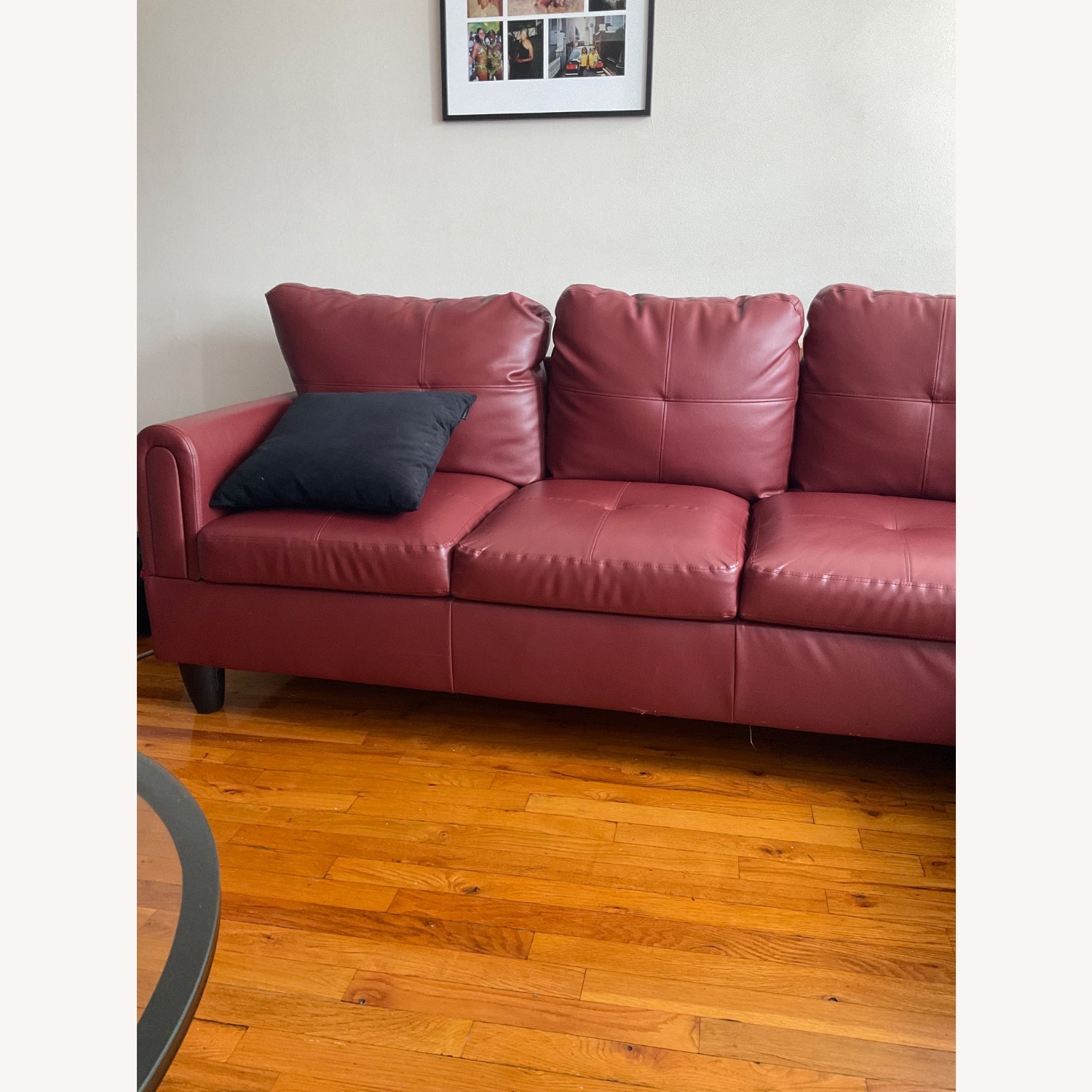 Red Faux Leather 2 Piece Sectional - image-3