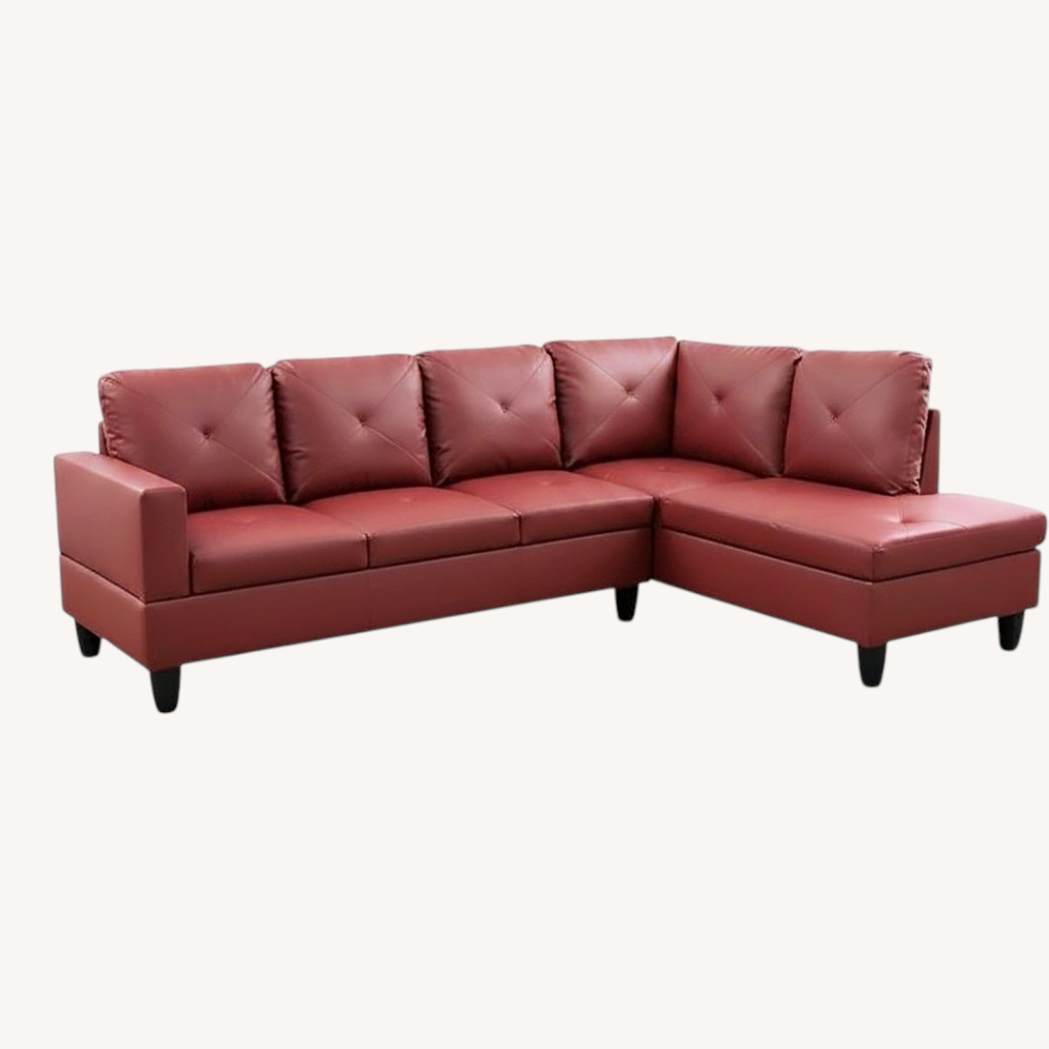 Red Faux Leather 2 Piece Sectional - image-0