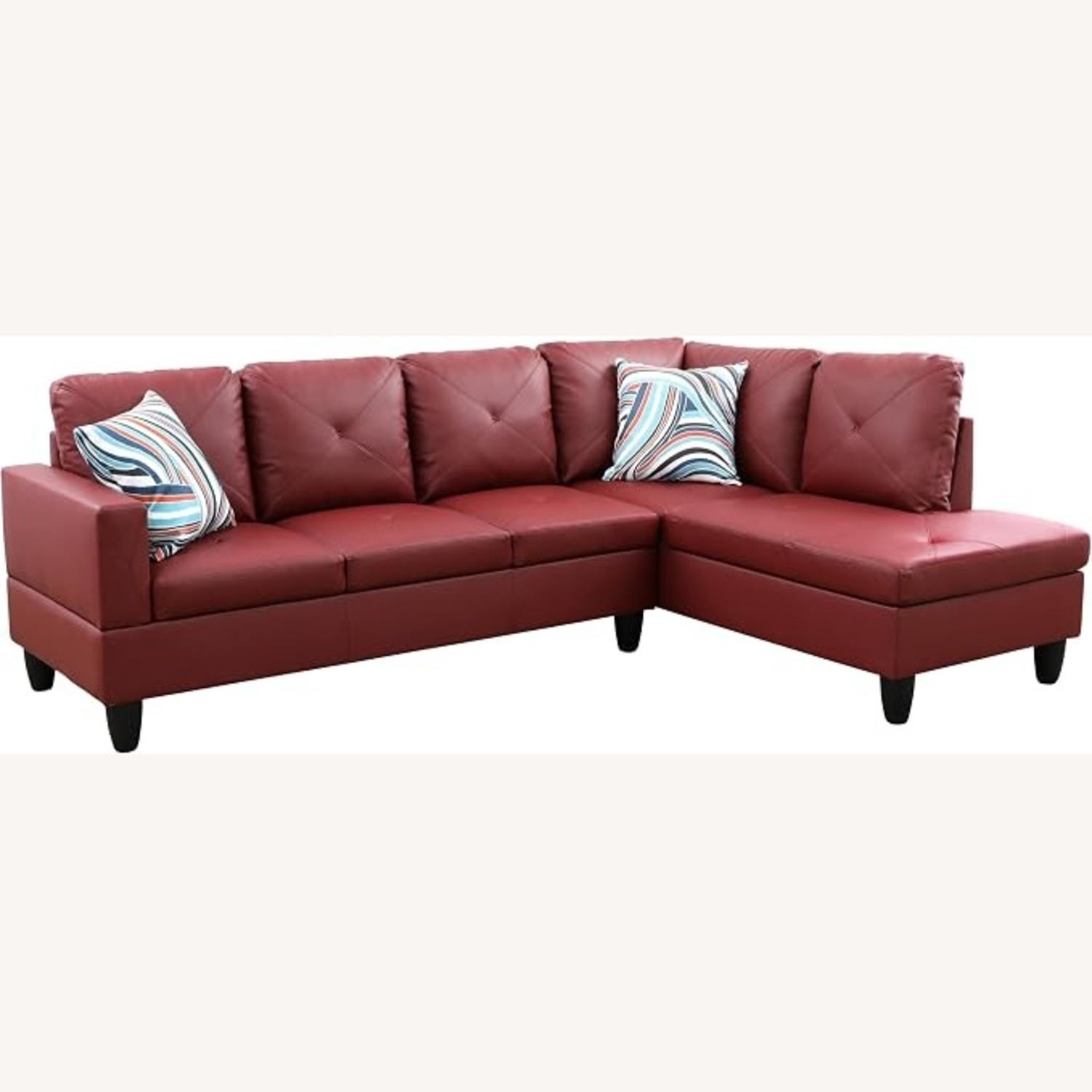 Red Faux Leather 2 Piece Sectional - image-6