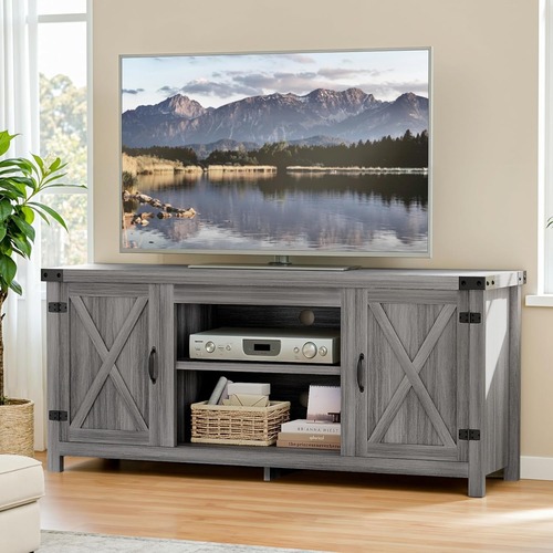 Used Light Gray Wood Media Storage for sale on AptDeco