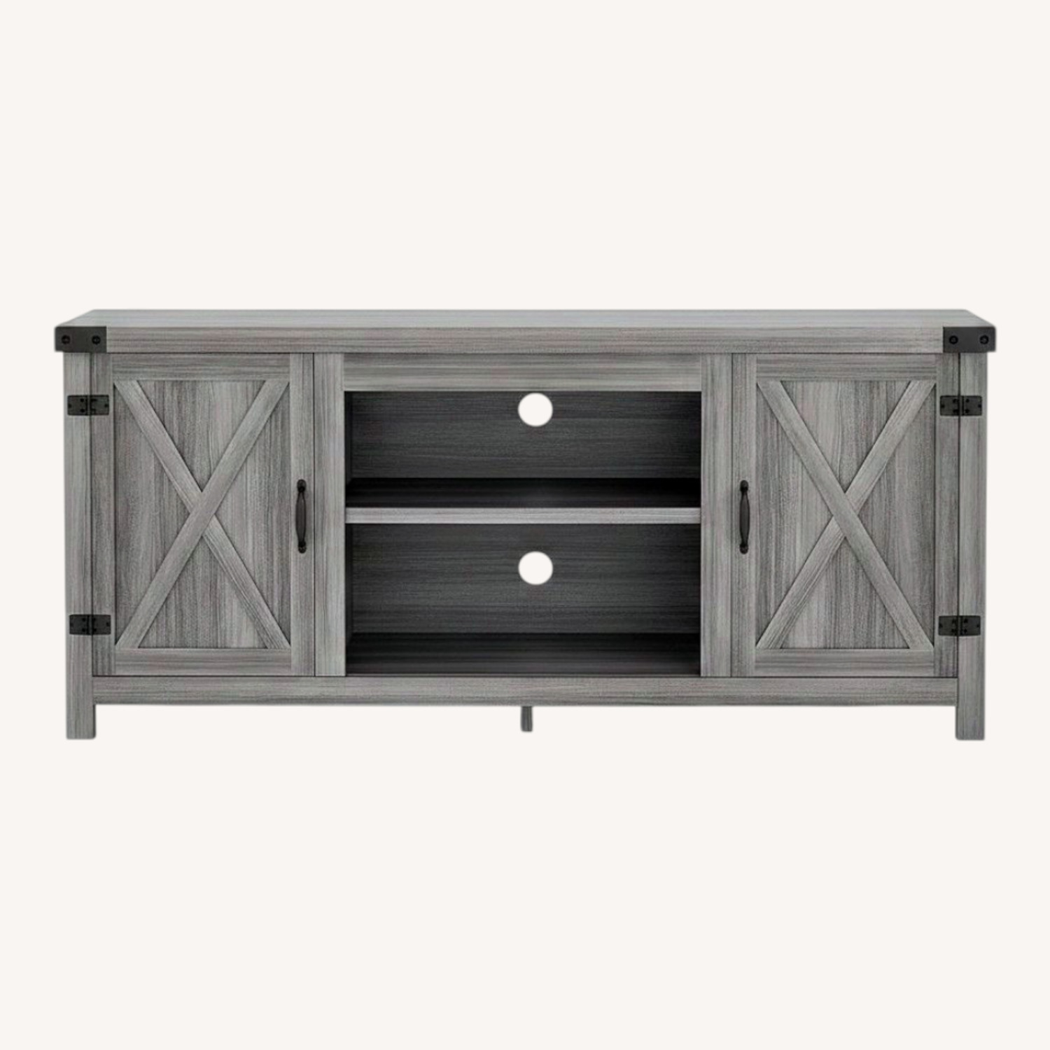 Light Gray Wood Media Storage - image-0