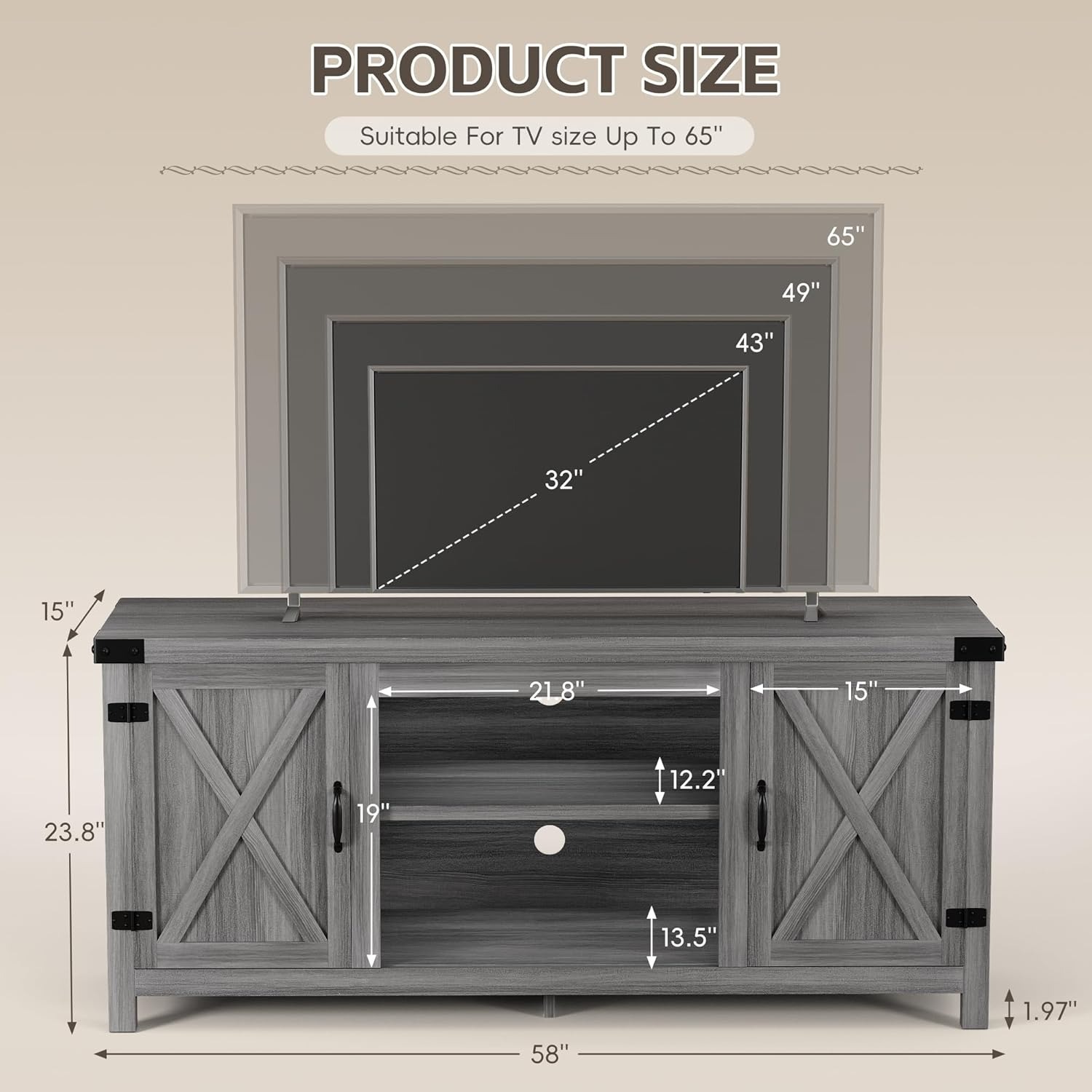 Light Gray Wood Media Storage - image-2