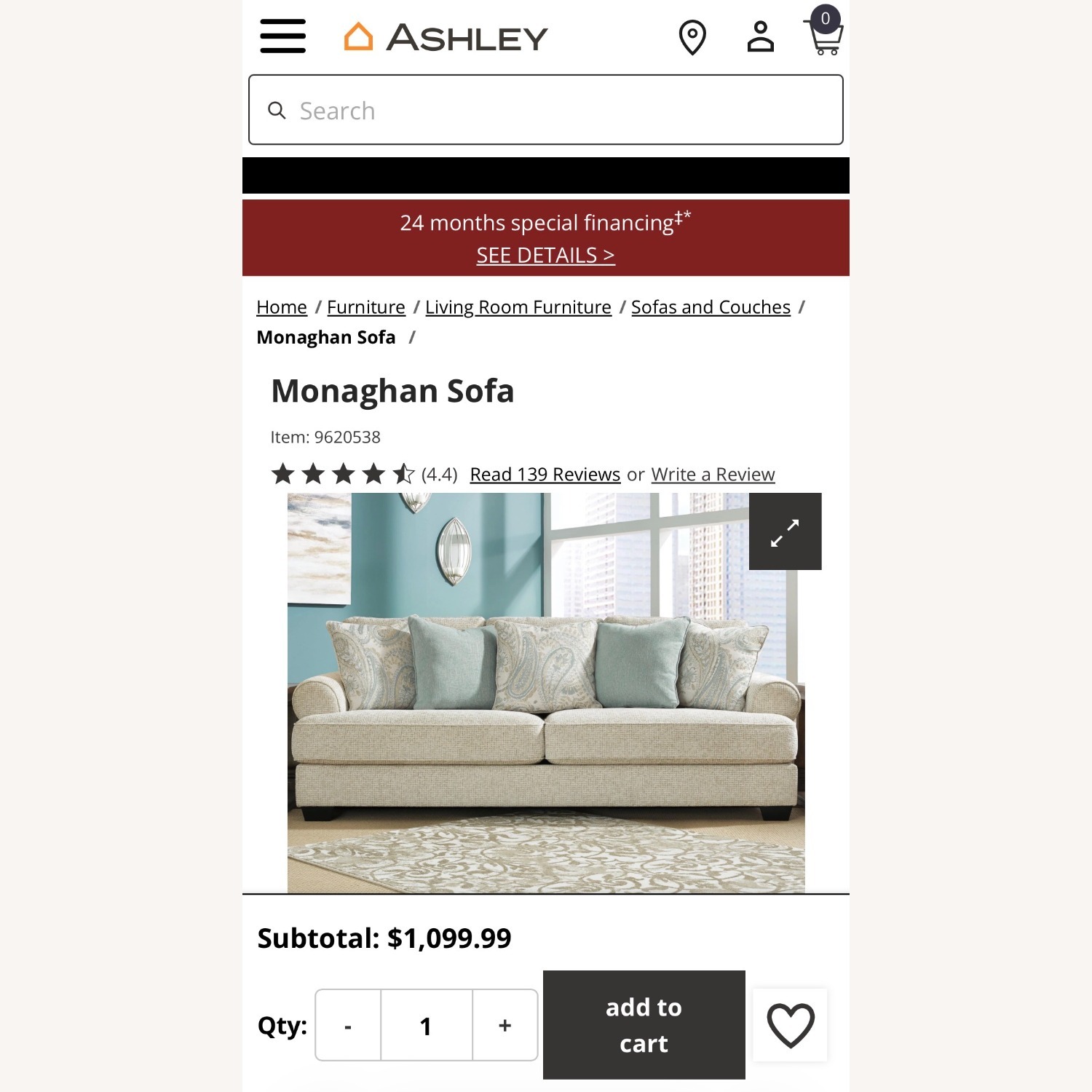 Ashley Furniture Monaghan Natural Fabric 3+ Seater Sofa - image-4