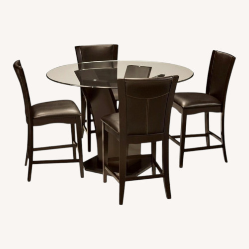 Used Raymour & Flanigan Venice Dark Brown Glass Dining Sets for sale on AptDeco