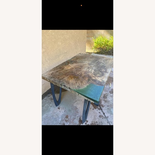 Used Custom Peruvian Pepper Wood Epoxy Table for sale on AptDeco