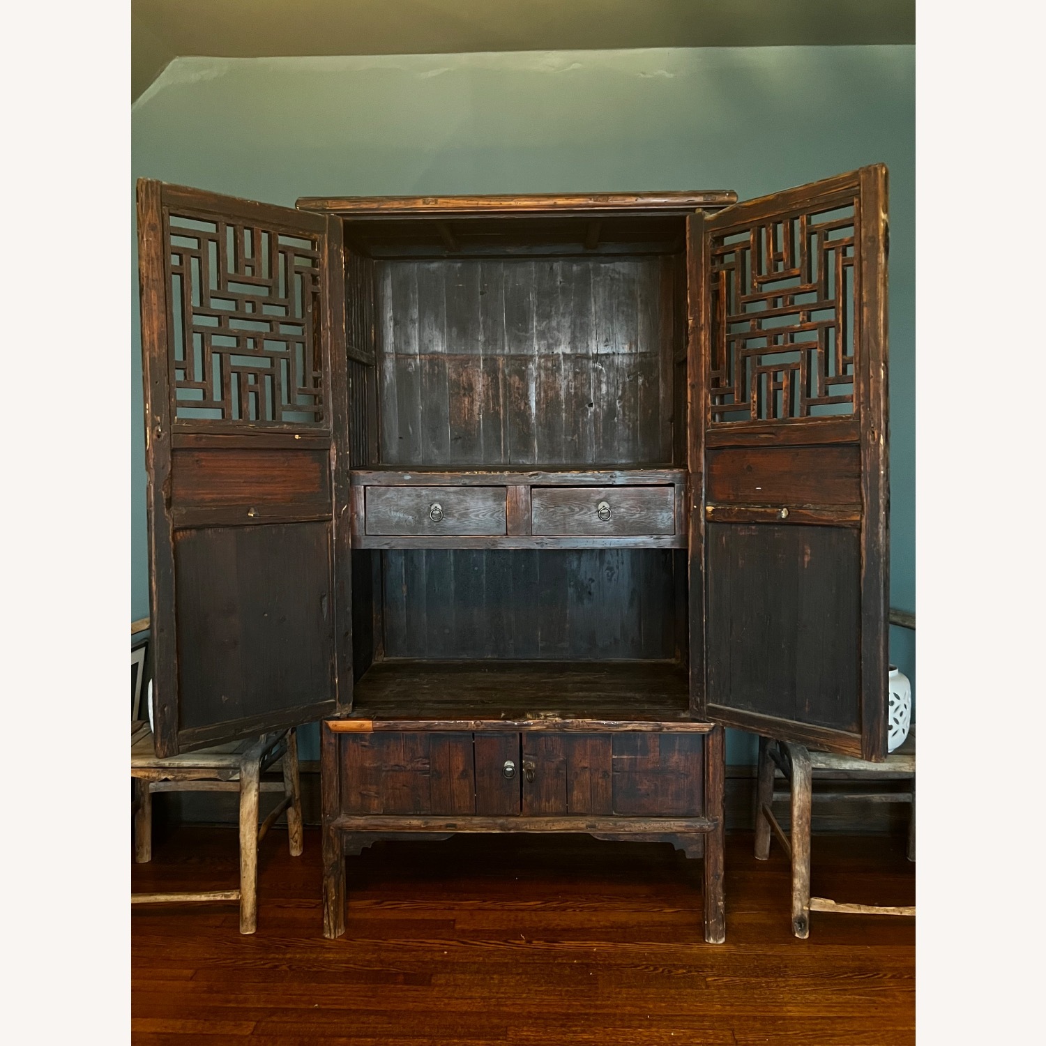 Vintage/Antique Finds Dark Brown Wood Armoire - image-5