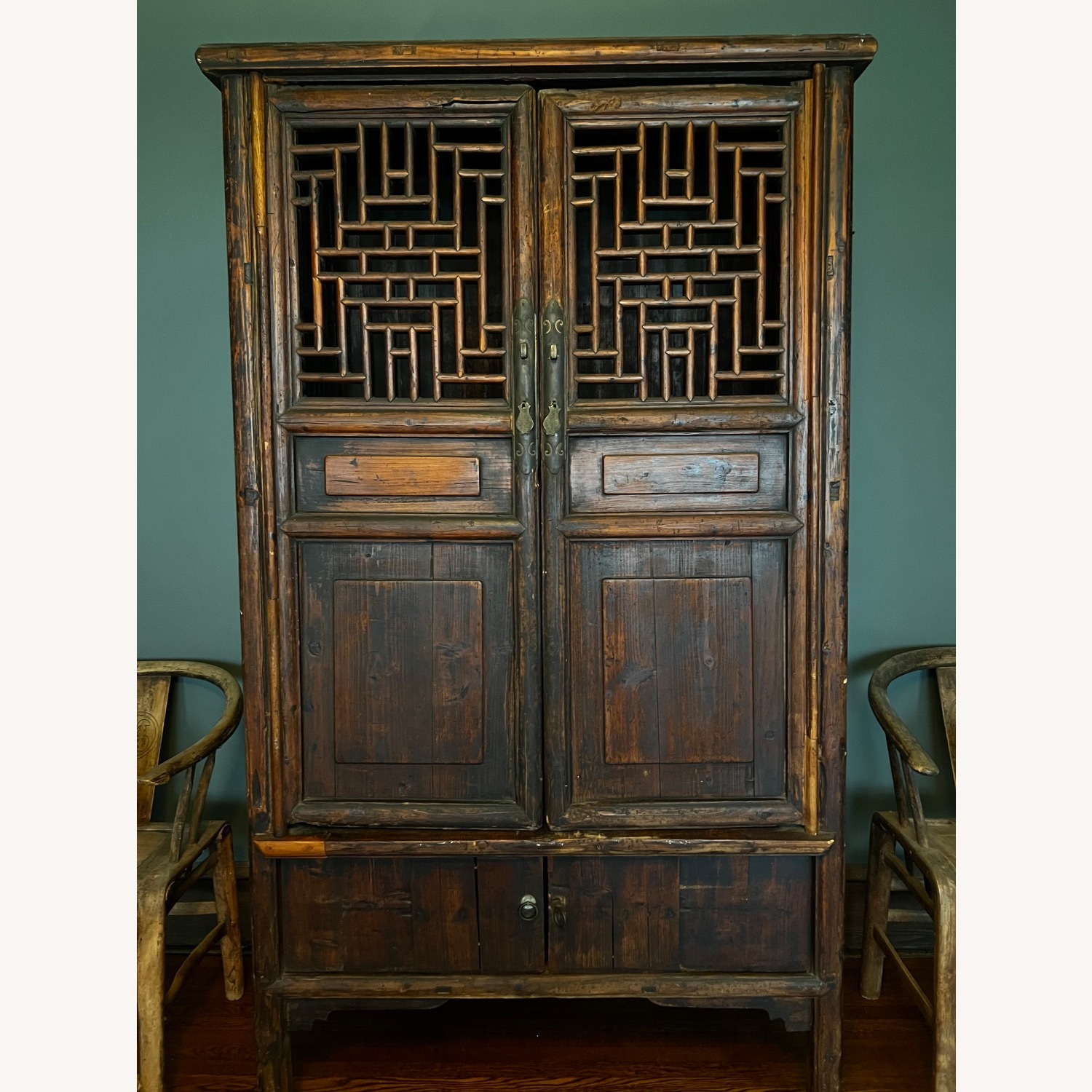 Vintage/Antique Finds Dark Brown Wood Armoire - image-1