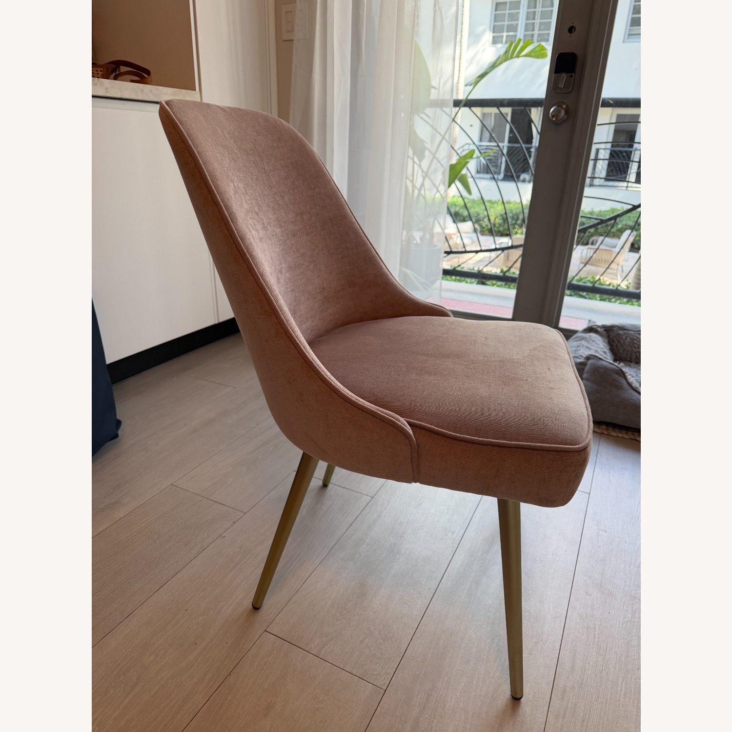 West Elm Pink Velvet Dining Chairs - image-1