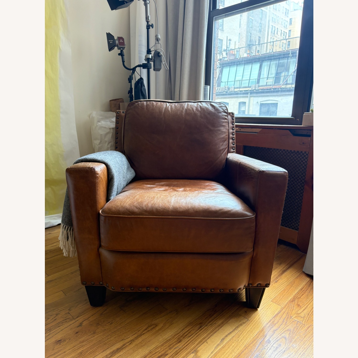 Contemporary Leather Club Chair & Ottoman - image-2
