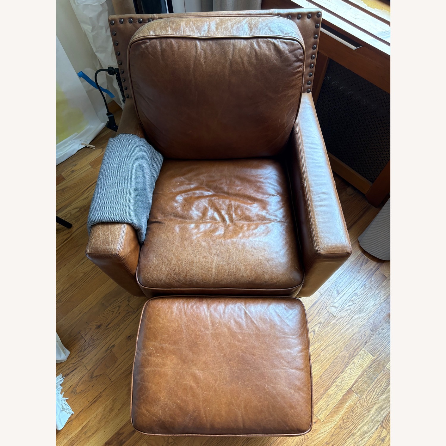 Contemporary Leather Club Chair & Ottoman - image-4