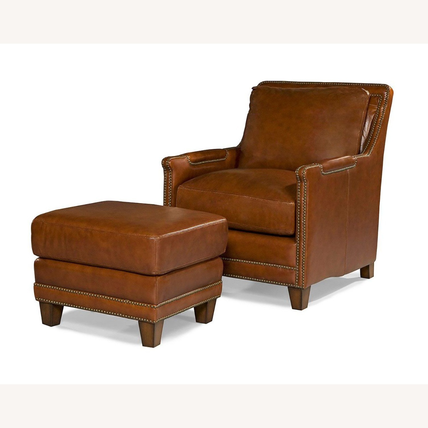 Contemporary Leather Club Chair & Ottoman - image-5