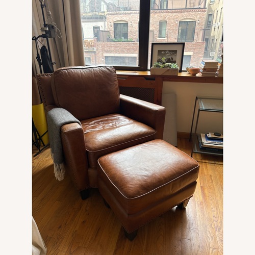 Used Contemporary Leather Club Chair & Ottoman for sale on AptDeco