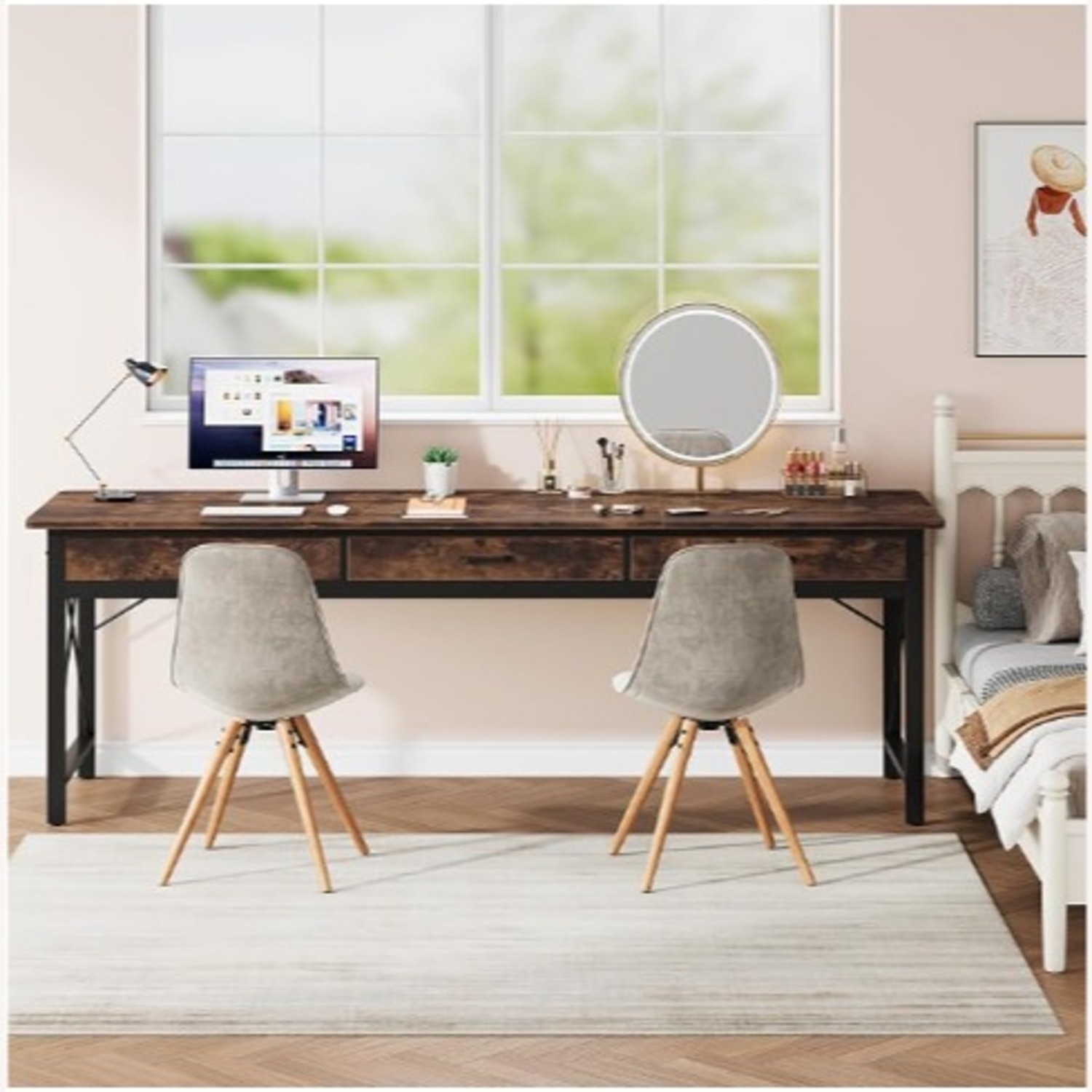 Dark Brown Wood Desk - image-3