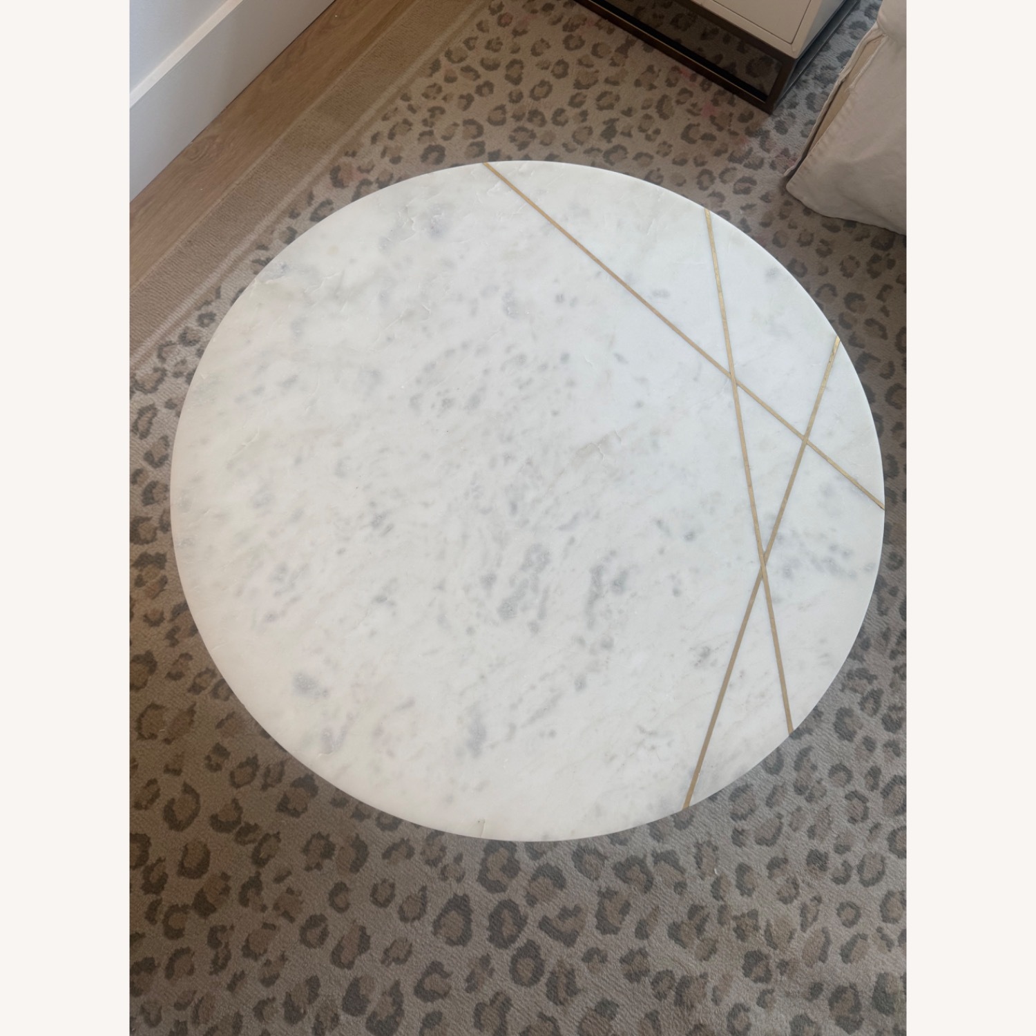 White & Gold Marble Coffee Table  - image-1