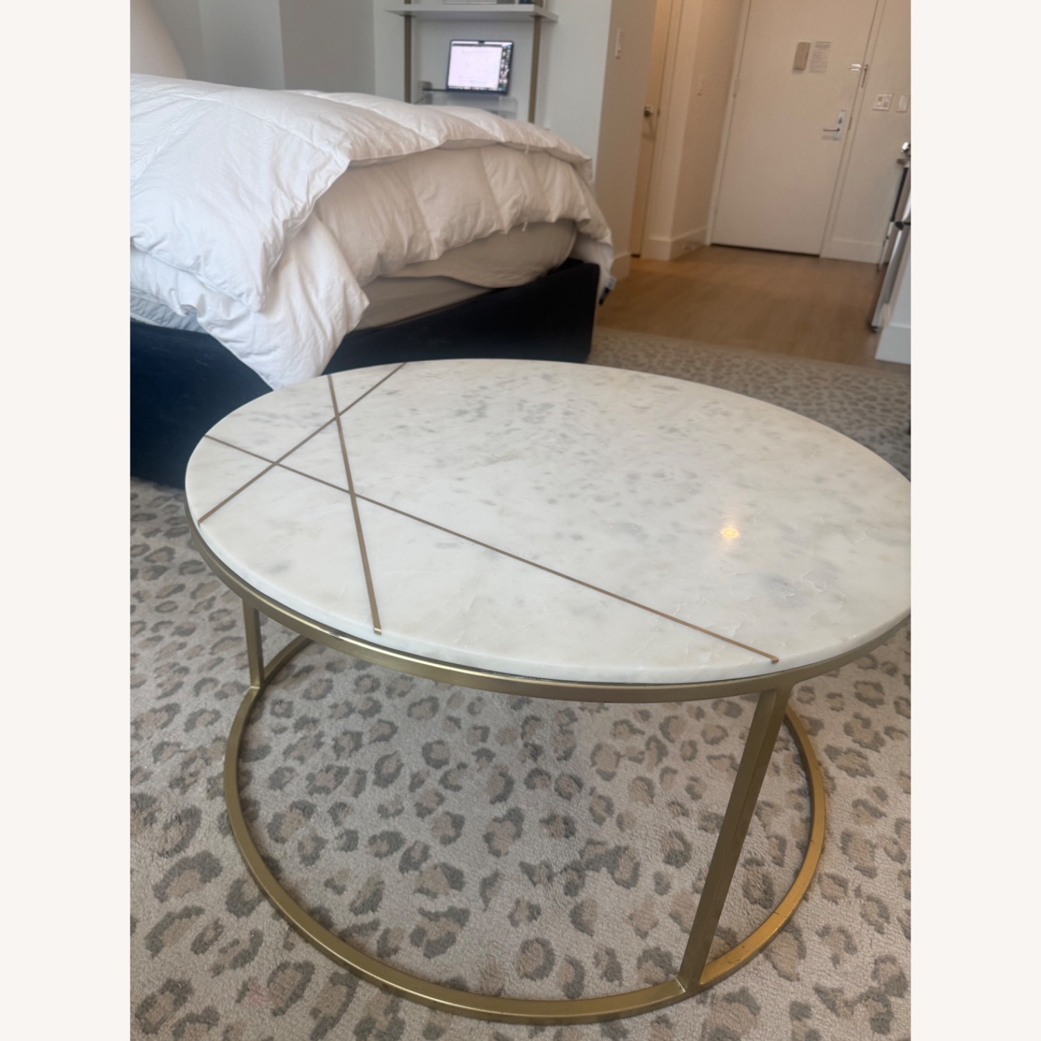 White & Gold Marble Coffee Table  - image-2