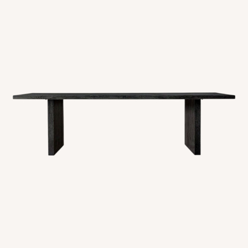 Used Russian Oak Plank Rectangular Table & 8 Leather Chairs for sale on AptDeco