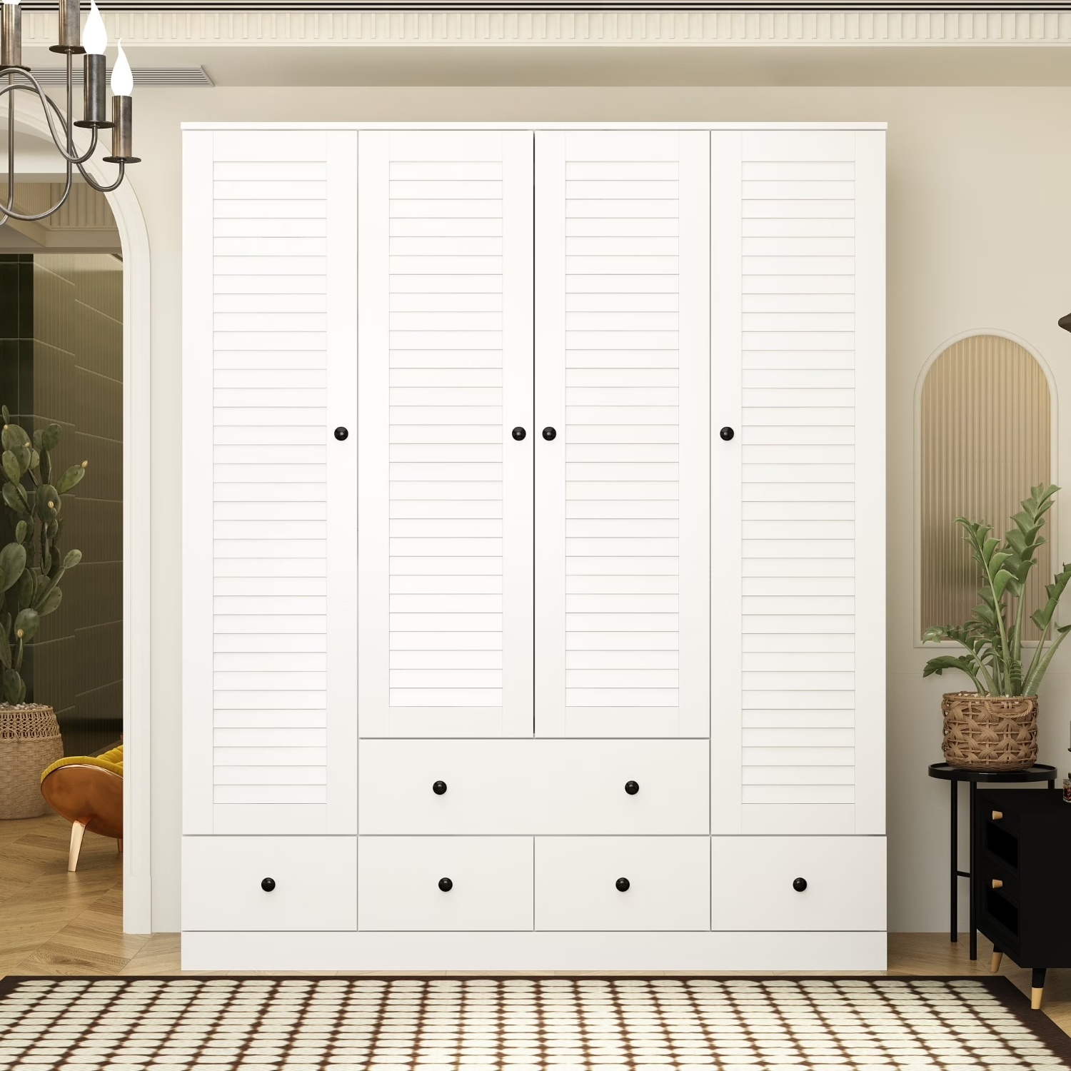 Walmart Timechee White Wood Armoire - image-4