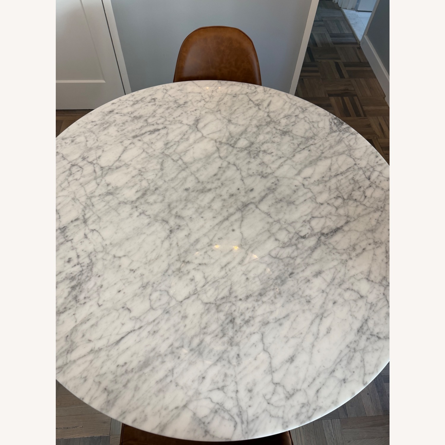 Crate & Barrel Nero White Marble Dining Table - image-4