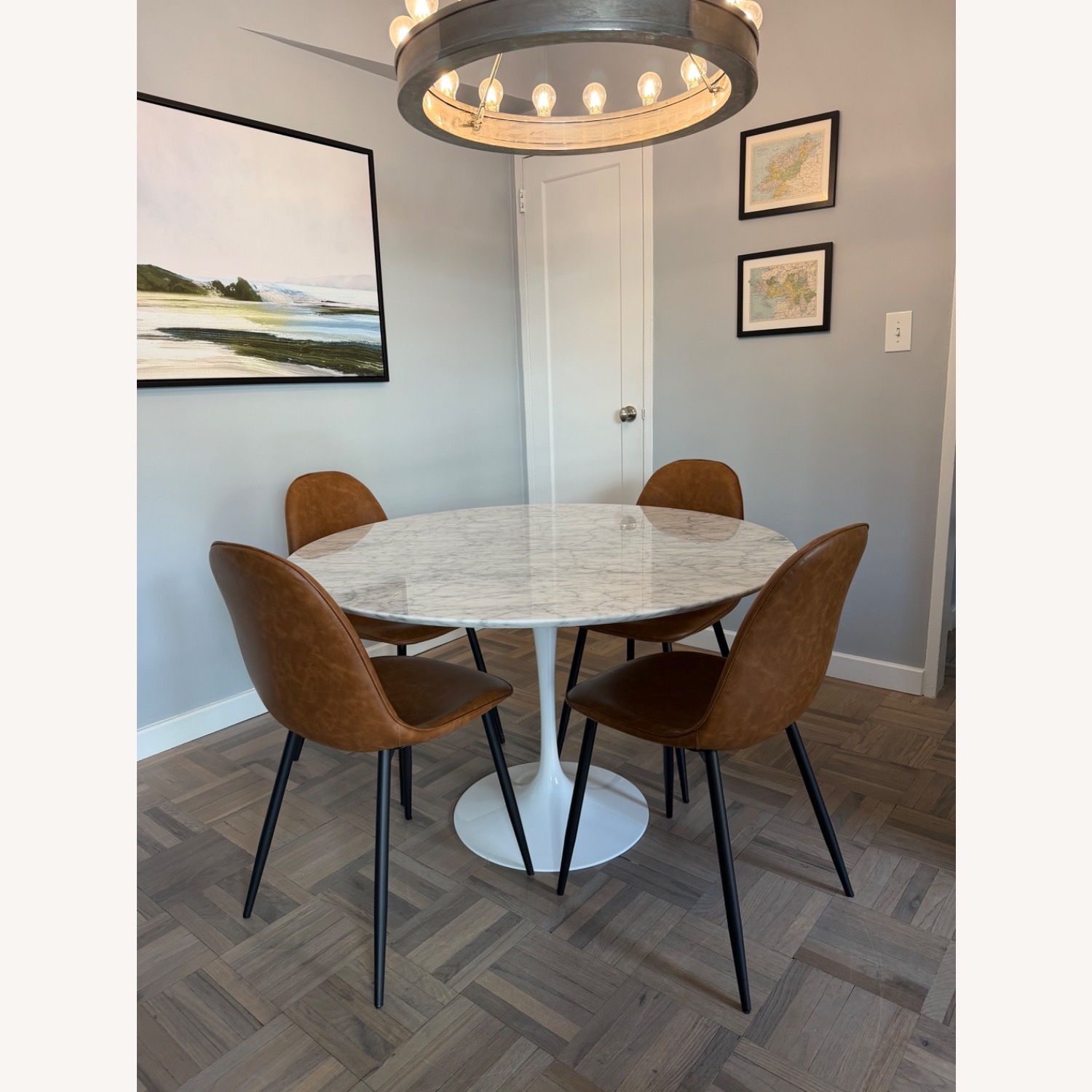 Crate & Barrel Nero White Marble Dining Table - image-2