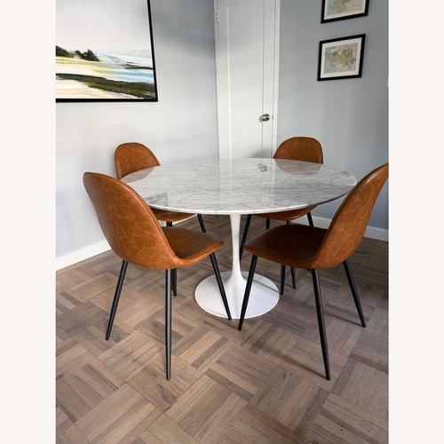 Used Crate & Barrel Nero White Marble Dining Table for sale on AptDeco