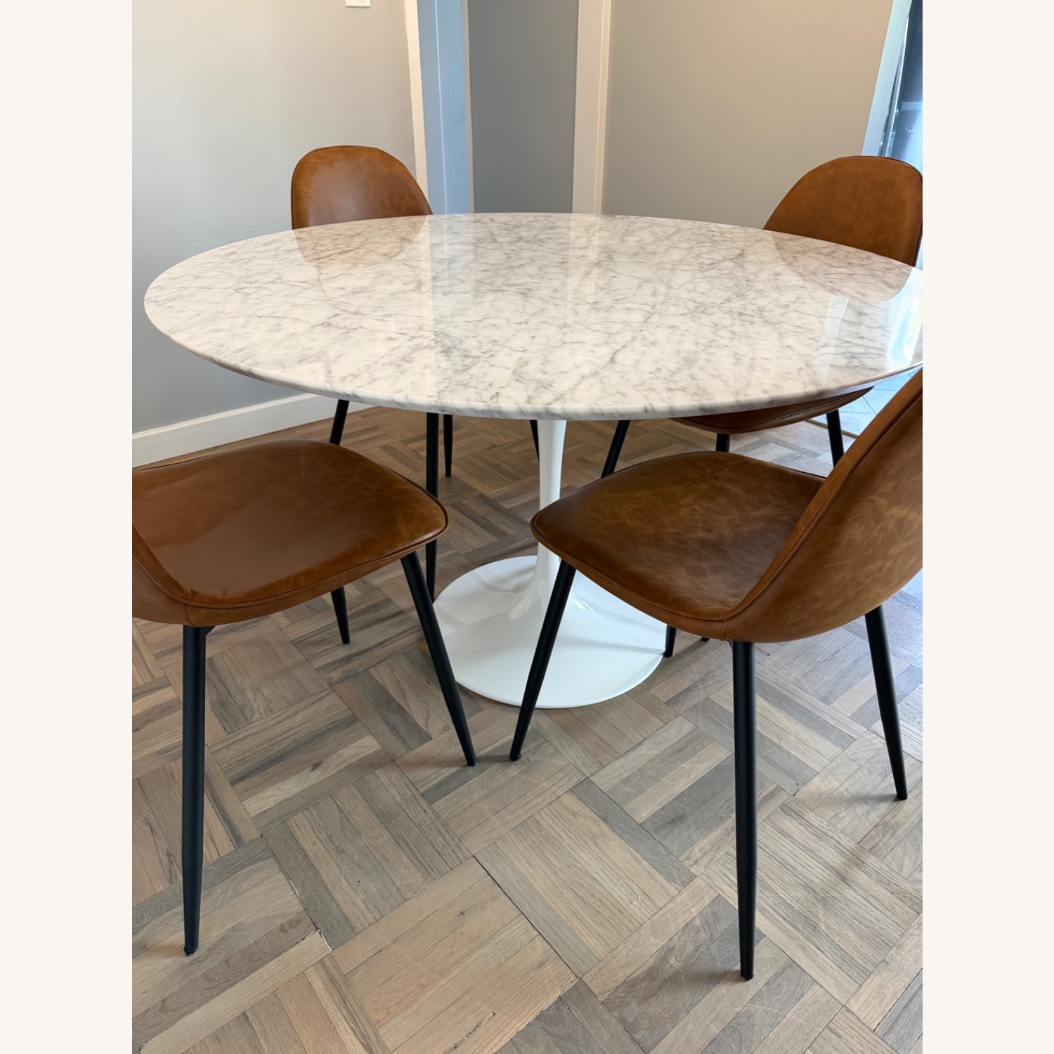 Crate & Barrel Nero White Marble Dining Table - image-3