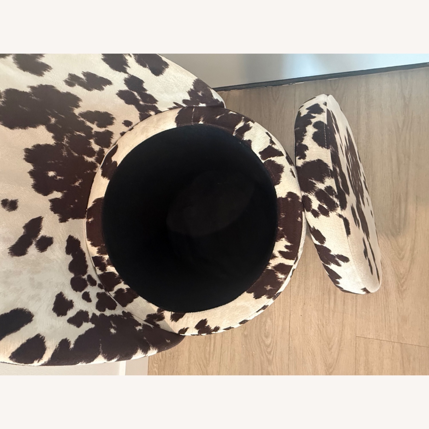 Cow Print Swivel Vanity Stool with Storage  - image-3