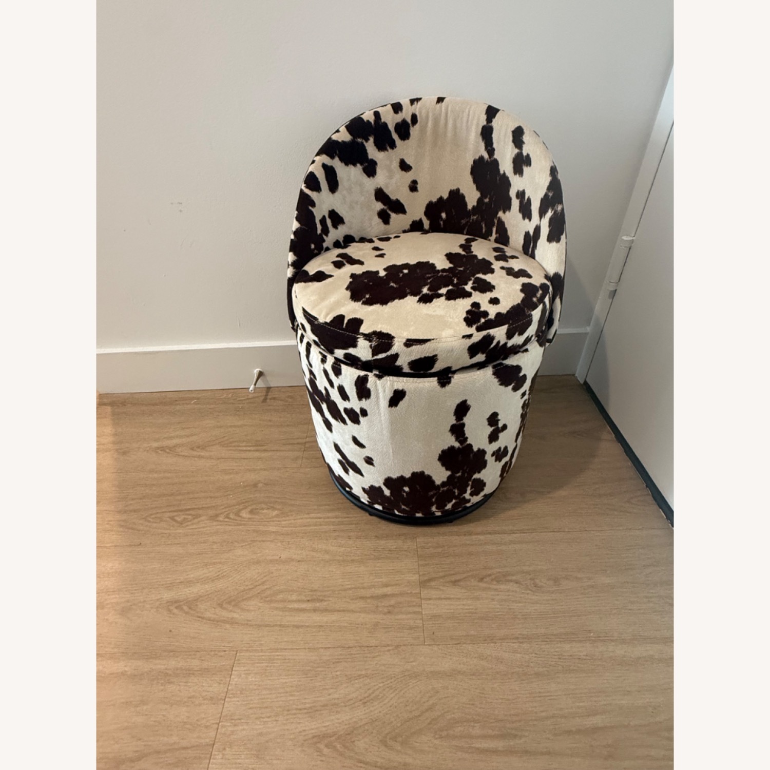 Cow Print Swivel Vanity Stool with Storage  - image-1