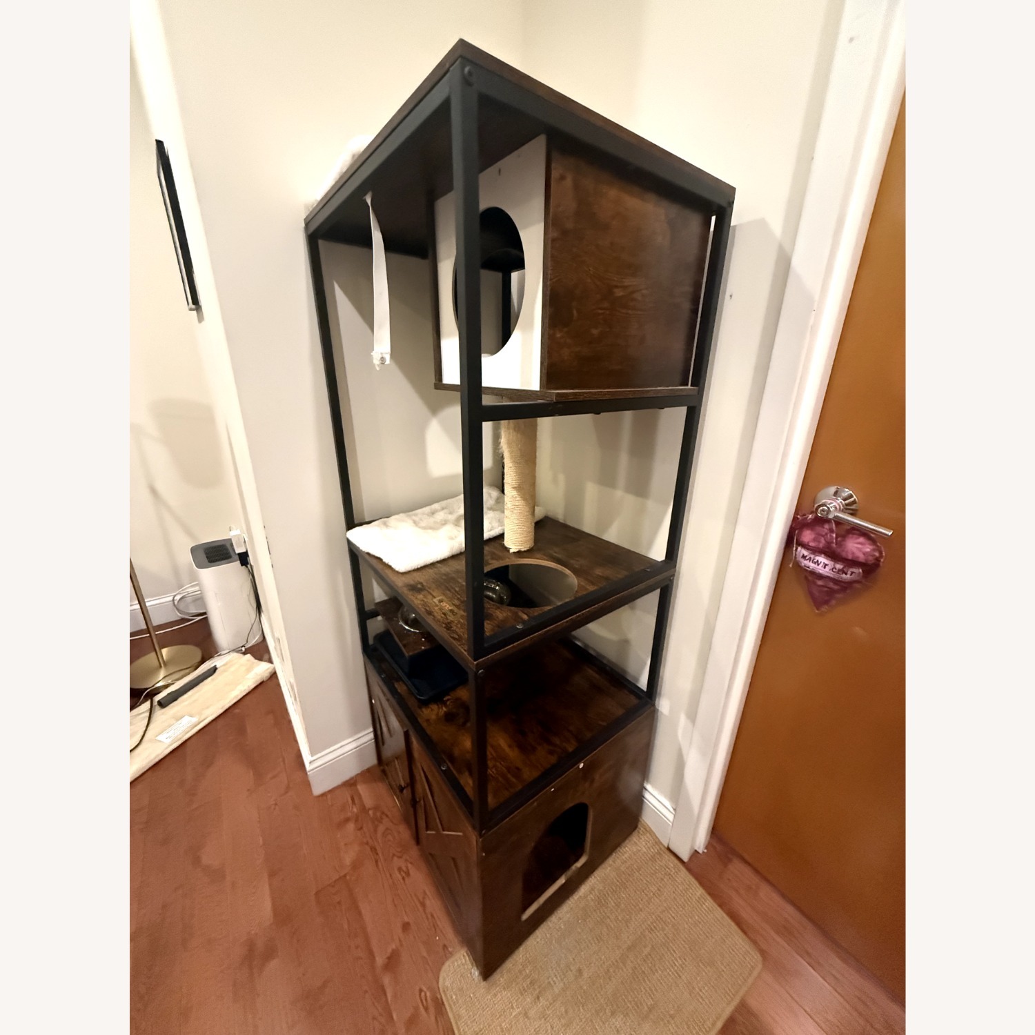 Kimmel 58" Cat Condo with Litter Box Enclosure and Elevated Bowls - image-2