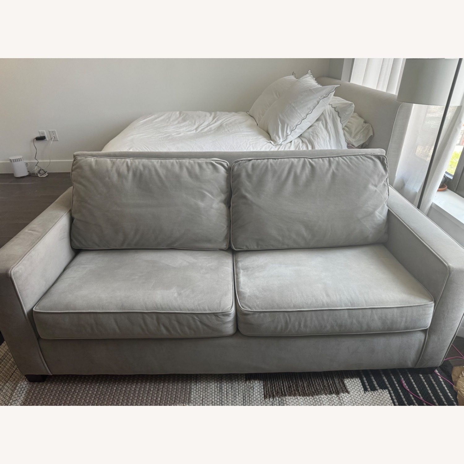 West Elm Henry Light Gray Fabric 2 Seater Sofa - image-1