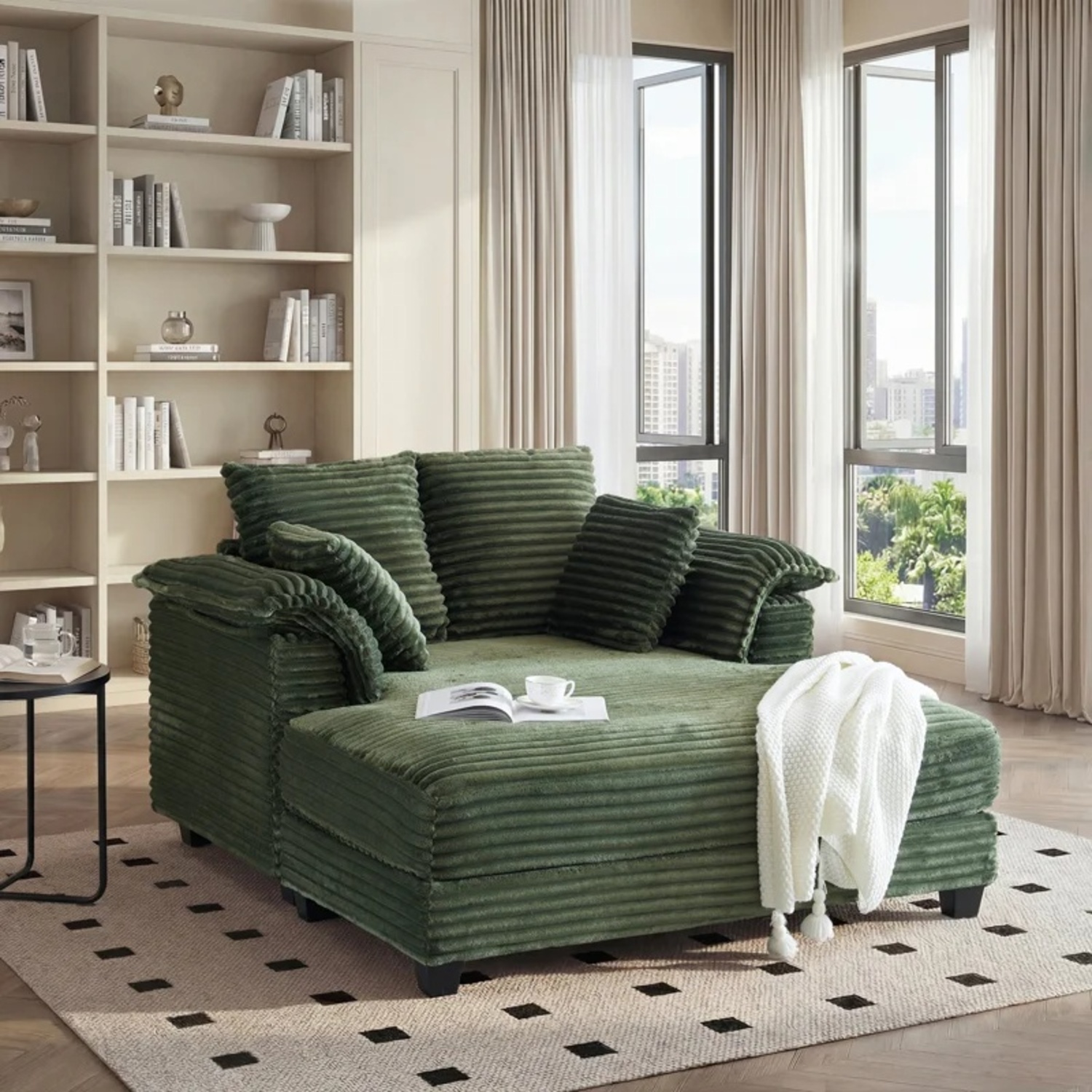 Wayfair Green Fabric Chaise Lounge - image-5