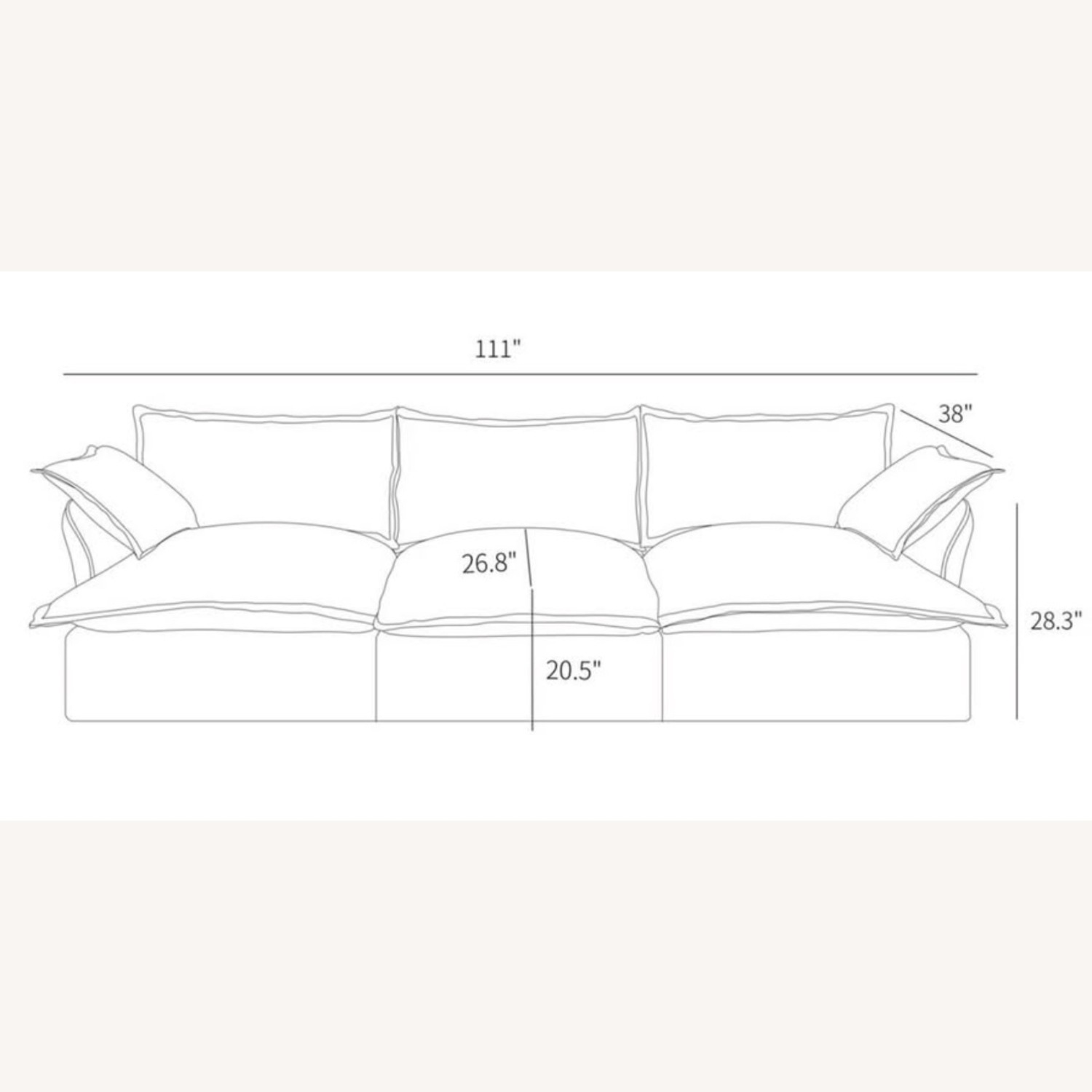 Wayfair Light Gray 3+ Seater Sofa - image-3