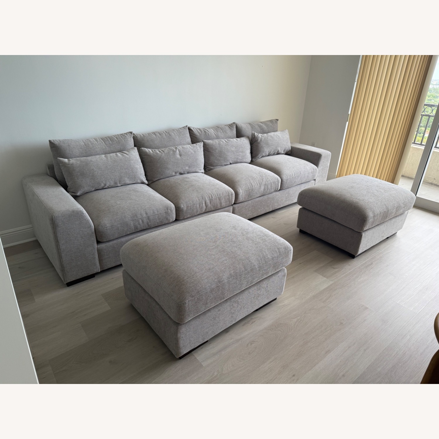 Wayfair Light Gray Linen 3+ Seater Sofa - image-3