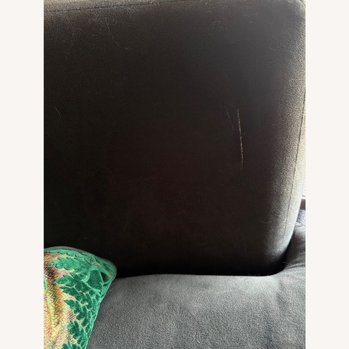 Used Pottery Barn Green Suede Accent Chair for sale on AptDeco