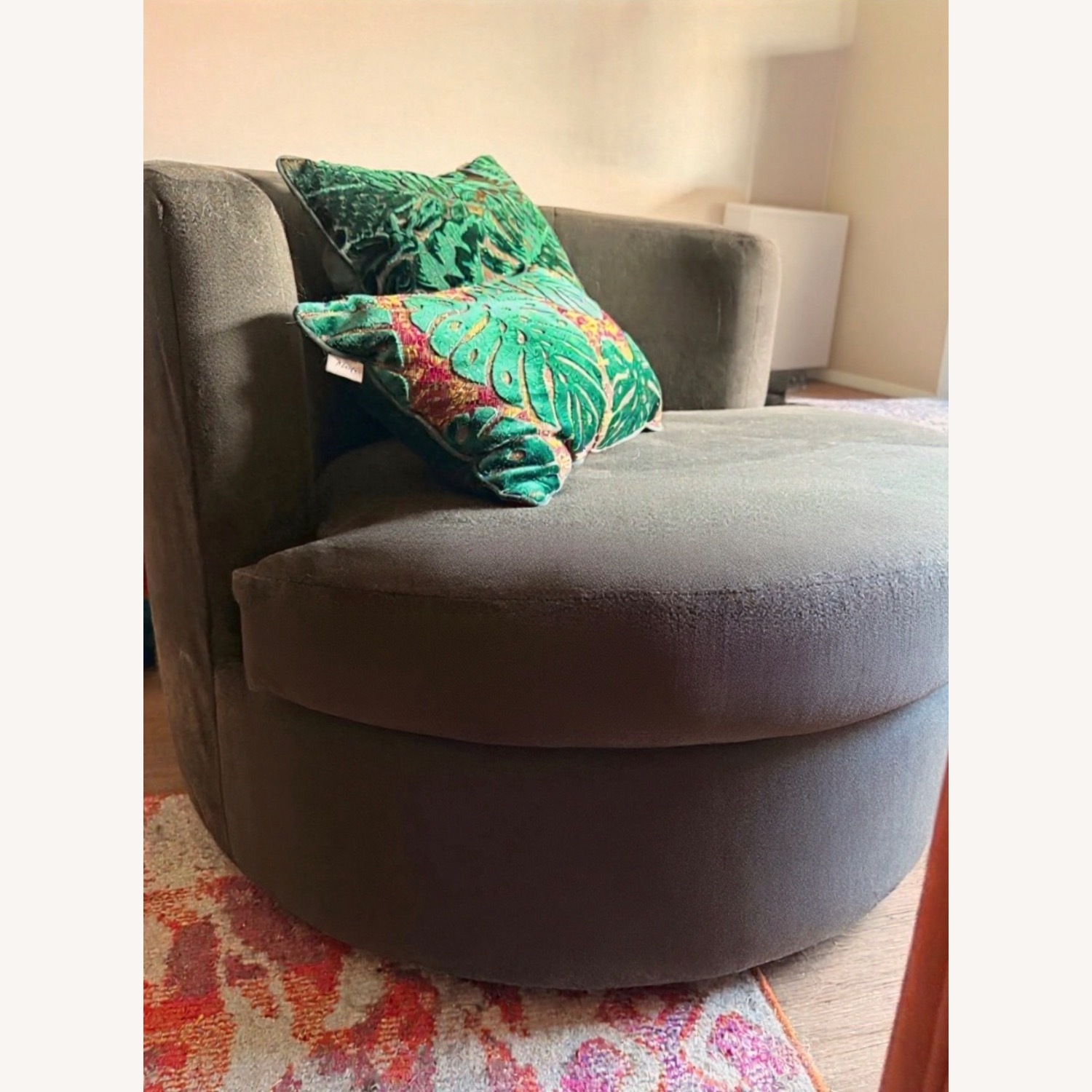 Pottery Barn Green Suede Accent Chair - image-2