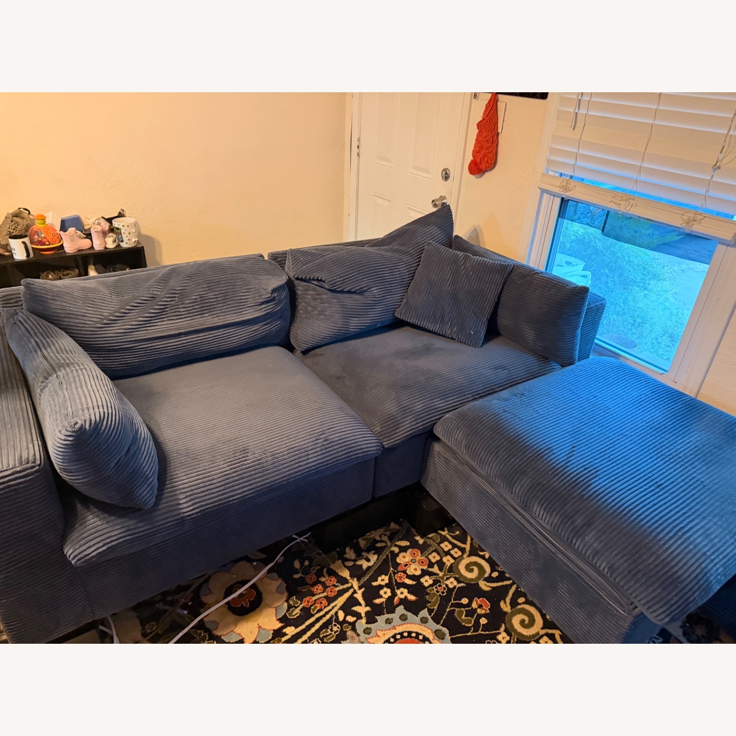 Wayfair Blue Velvet 2 Piece Sectional - image-1