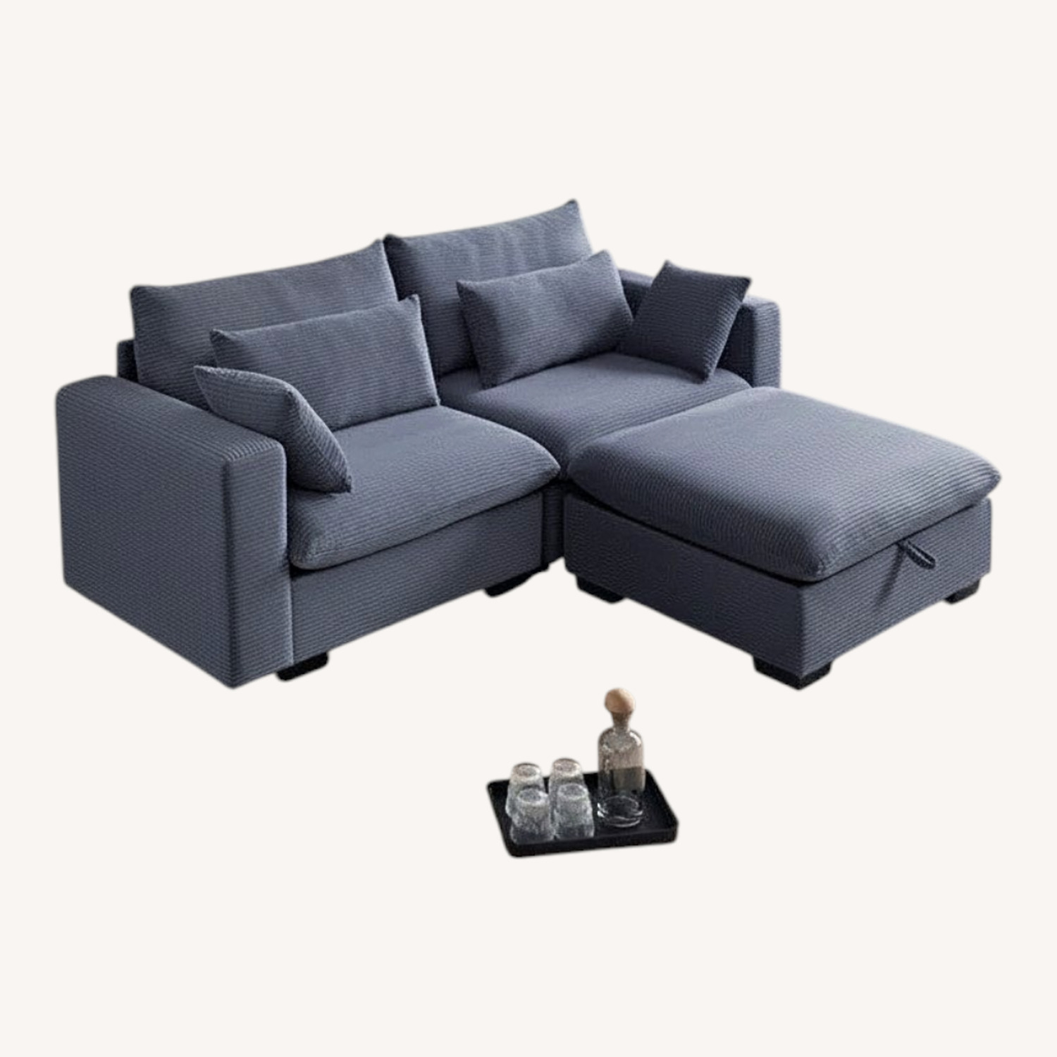 Wayfair Blue Velvet 2 Piece Sectional - image-5