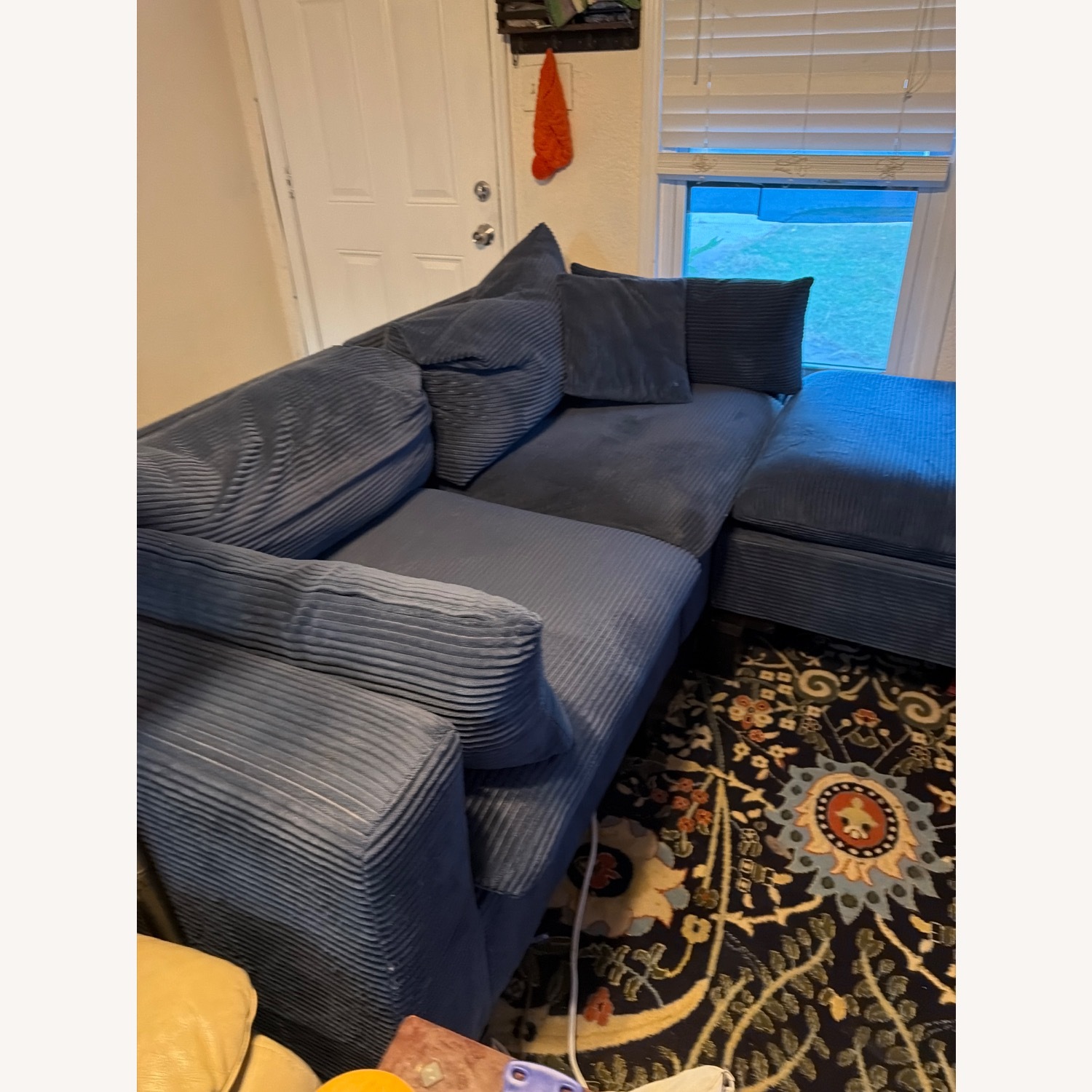 Wayfair Blue Velvet 2 Piece Sectional - image-3
