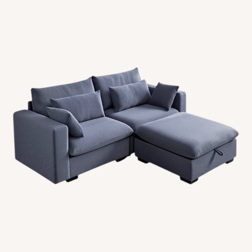 Used Wayfair Blue Velvet 2 Piece Sectional for sale on AptDeco