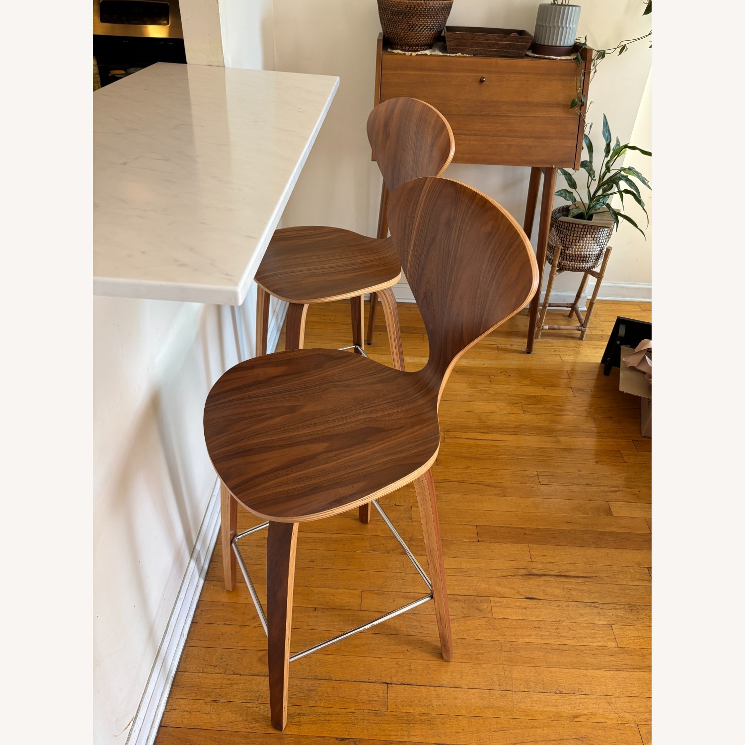 Wayfair Mid-Century Counter Stools, Walnut - image-1