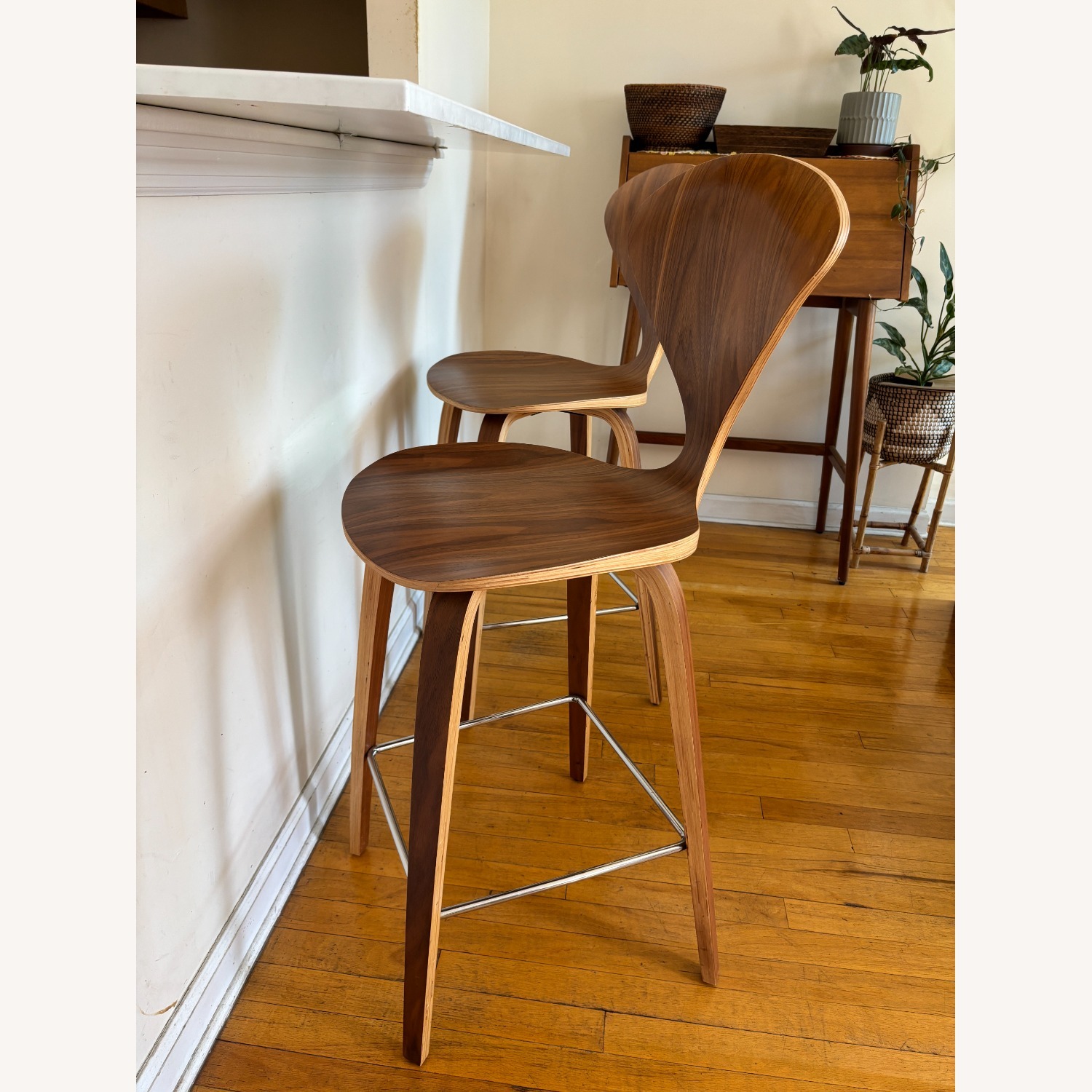 Wayfair Mid-Century Counter Stools, Walnut - image-2