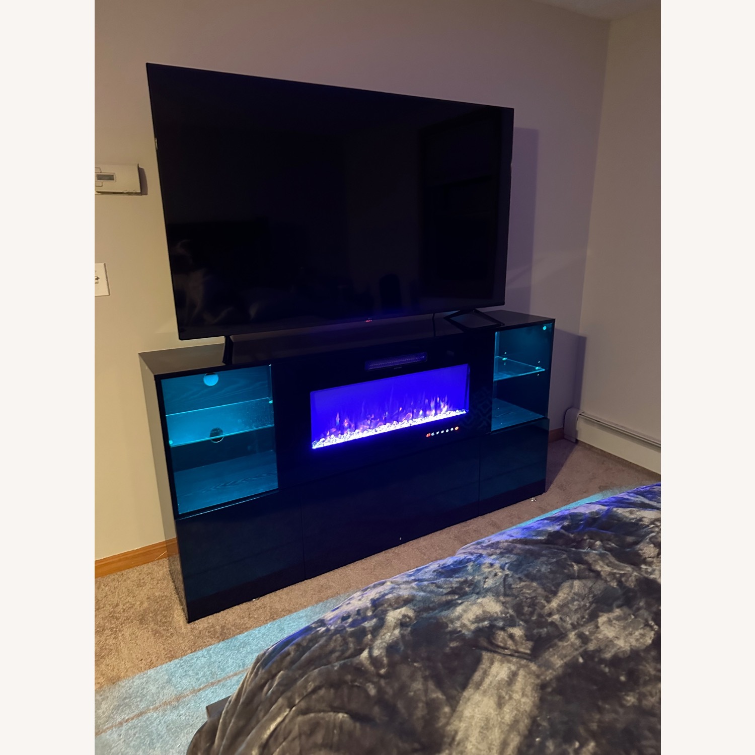 High Gloss Black TV Fireplace Stand - image-2