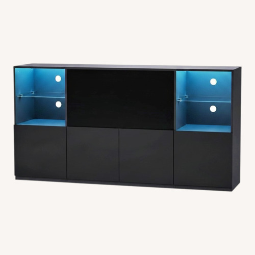 Used High Gloss Black TV Fireplace Stand for sale on AptDeco