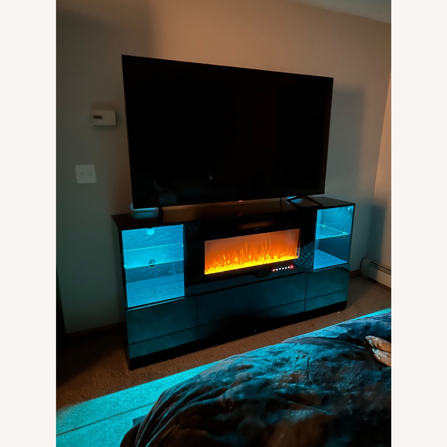 High Gloss Black TV Fireplace Stand - image-1