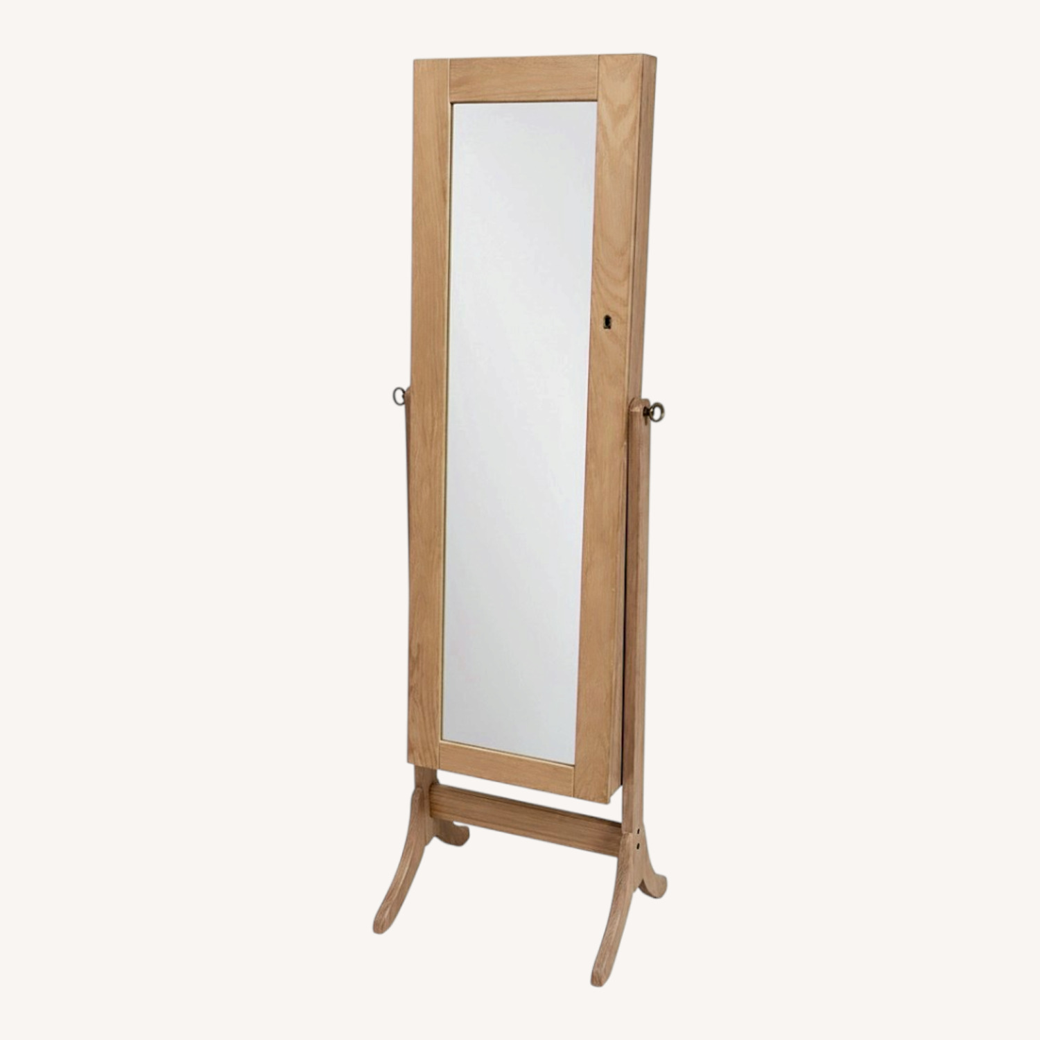 Standing Wood Jewelry Organizer Mirror - image-0