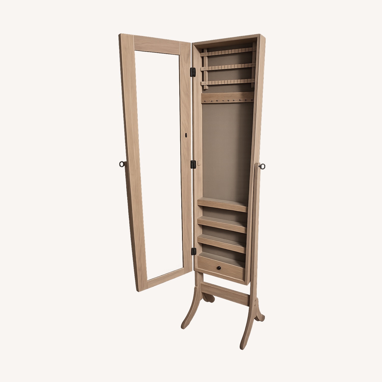 Standing Wood Jewelry Organizer Mirror - image-2