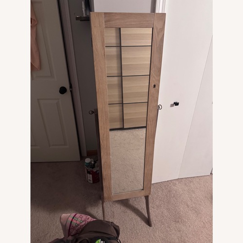 Used Standing Wood Jewelry Organizer Mirror for sale on AptDeco