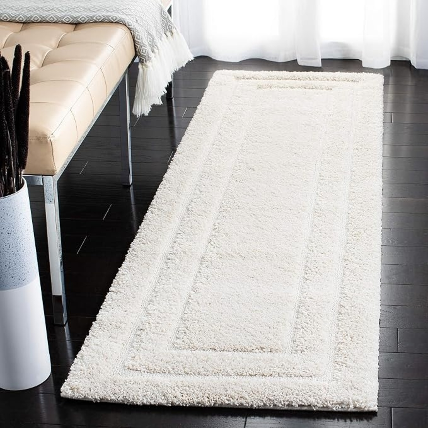 White Runner Rug 2.3' x 11' - image-8