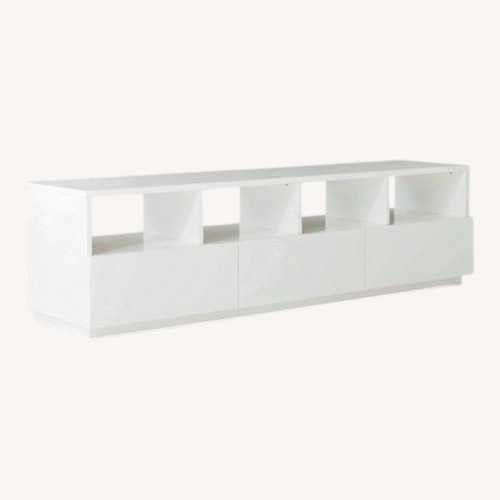 Used CB2 Chill 80" White High-Gloss Media Console for sale on AptDeco