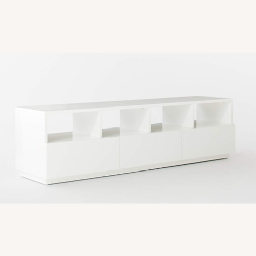 Used CB2 Chill 80" White High-Gloss Media Console for sale on AptDeco