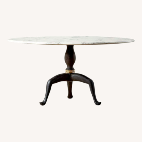 Used CB2 Reign Large Round Marble Dining Table for sale on AptDeco